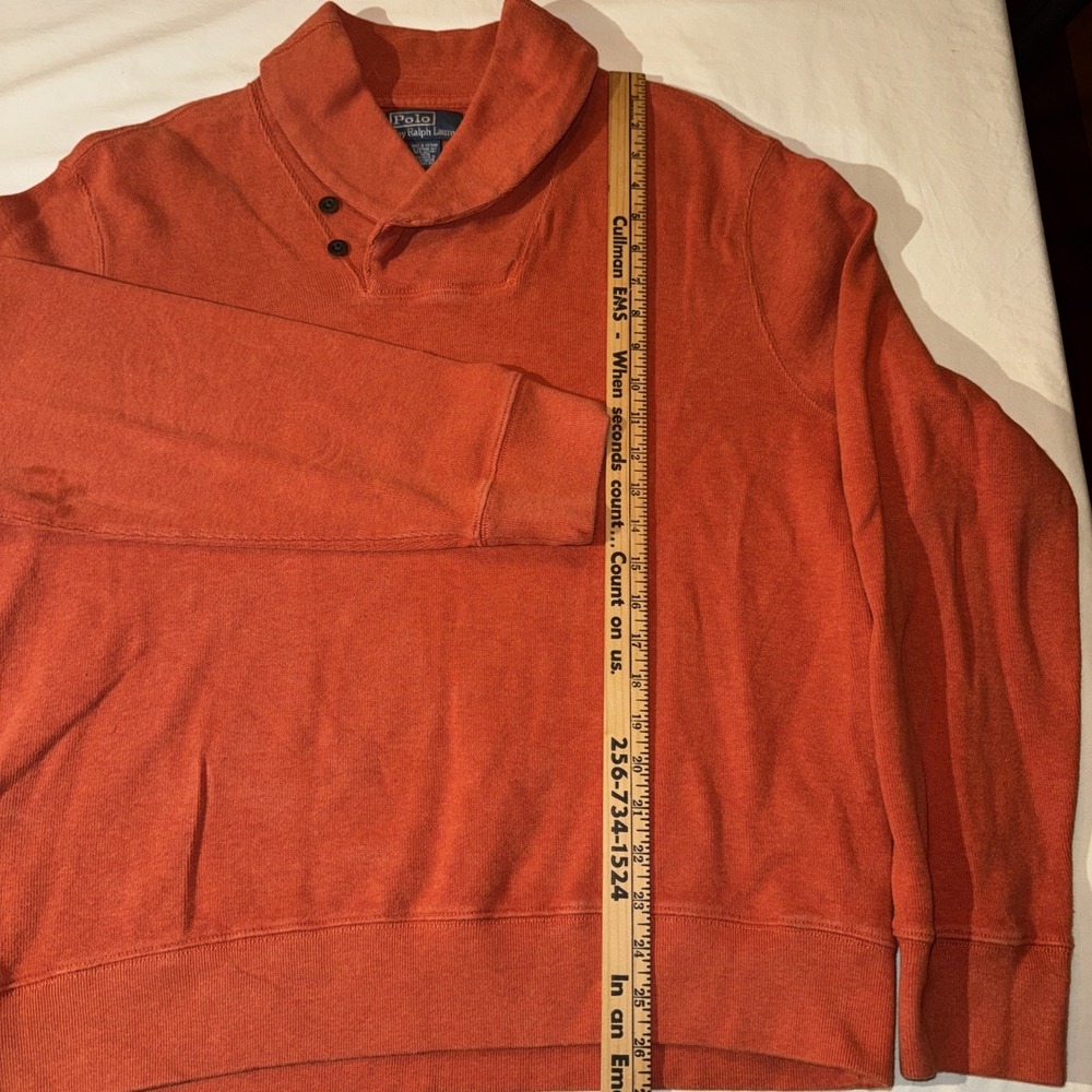 Vintage Polo Ralph Lauren Cowl Neck Button Sweater Men's Sz XL Orange Pullover - Picture 3 of 7